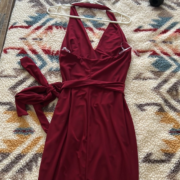 Halter V Neck Tie Dress - Picture 2 of 2